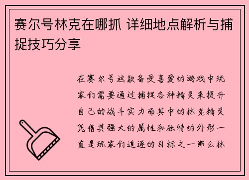 赛尔号林克在哪抓 详细地点解析与捕捉技巧分享